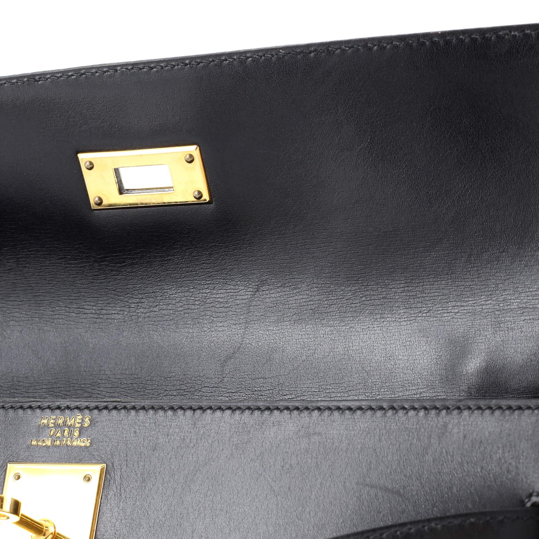 Hermes Kelly Handbag Noir Box Calf with Gold Hardware 32 For Sale 5