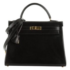 Hermes Kelly Handbag Noir Box Calf With Gold Hardware 32 