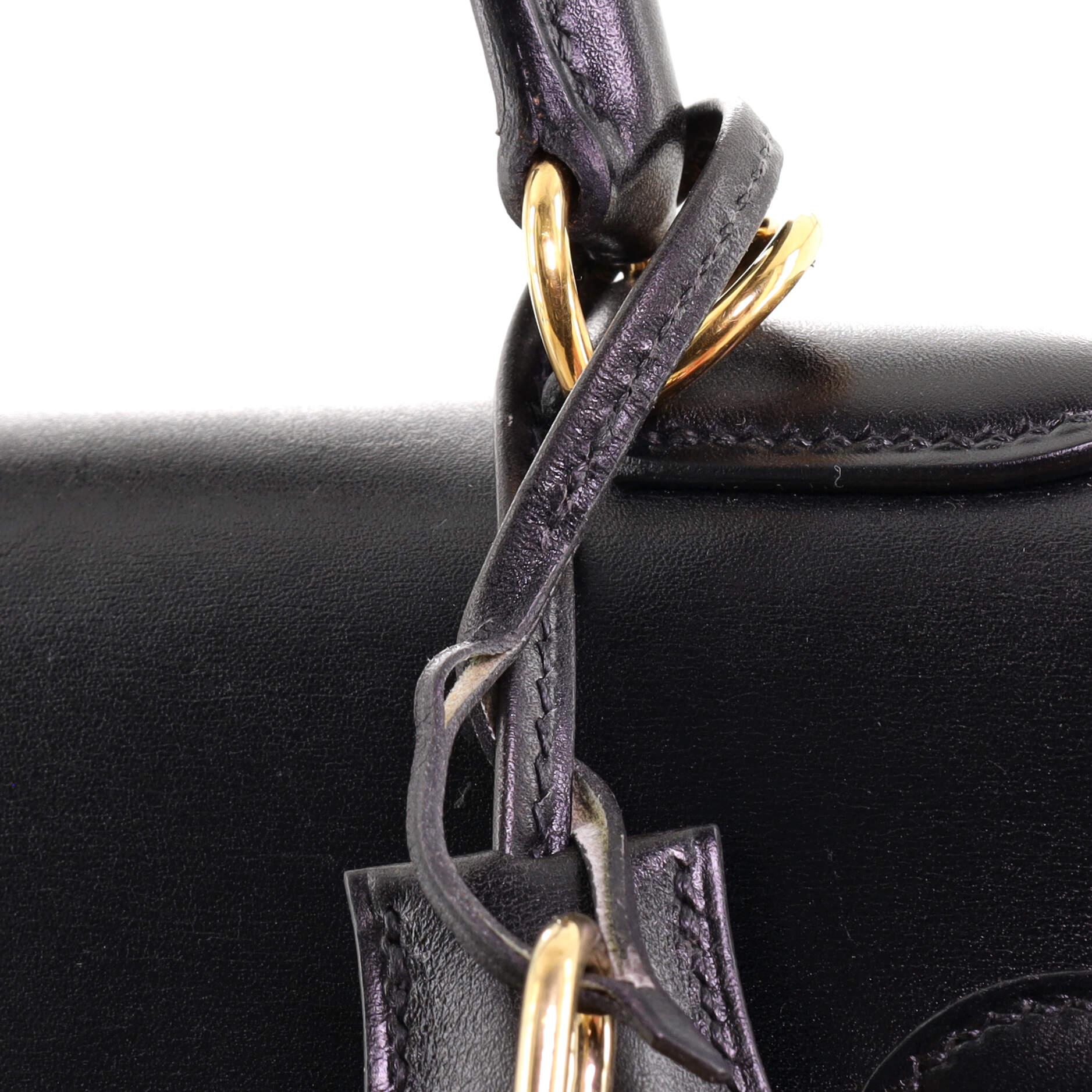 Hermes Kelly Handbag Noir Box Calf with Gold Hardware 35 4