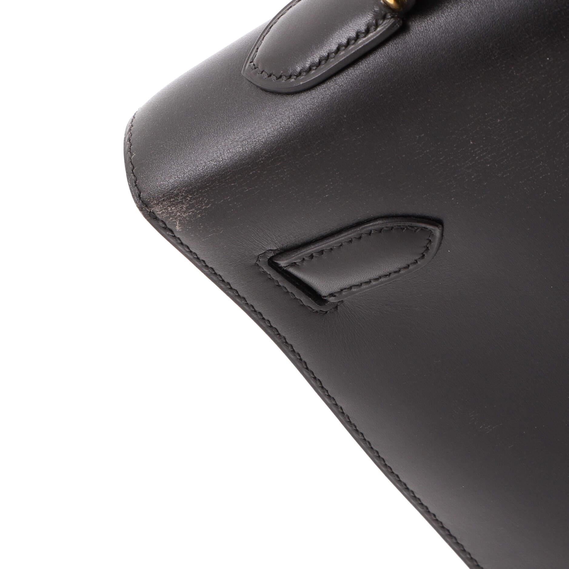 Hermes Kelly Handbag Noir Box Calf with Gold Hardware 35 For Sale 6