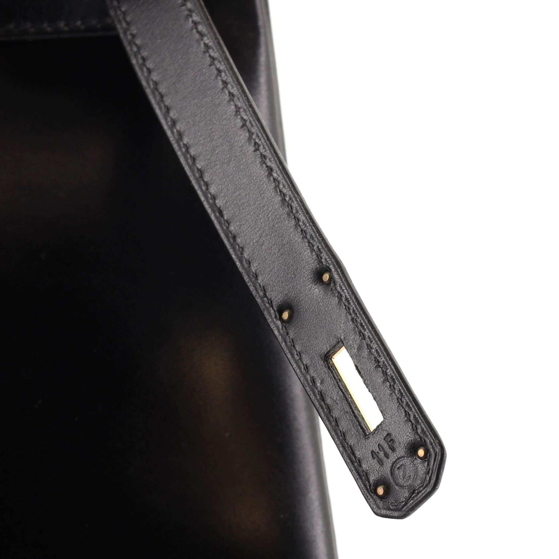 Hermes Kelly Handbag Noir Box Calf with Gold Hardware 35 7