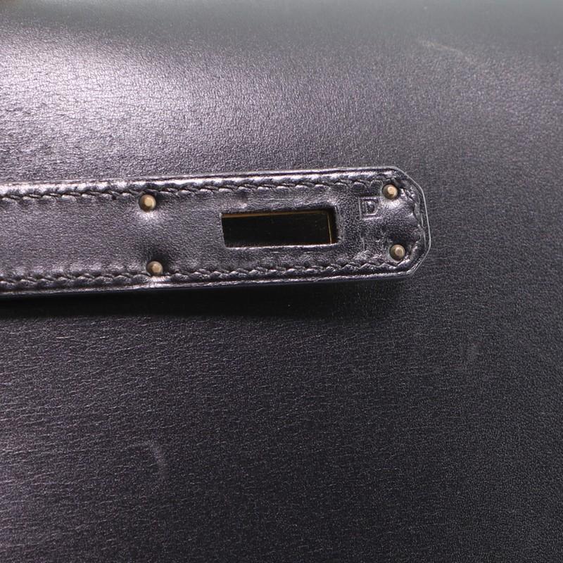Hermes Kelly Handbag Noir Box Calf with Gold Hardware 35 7