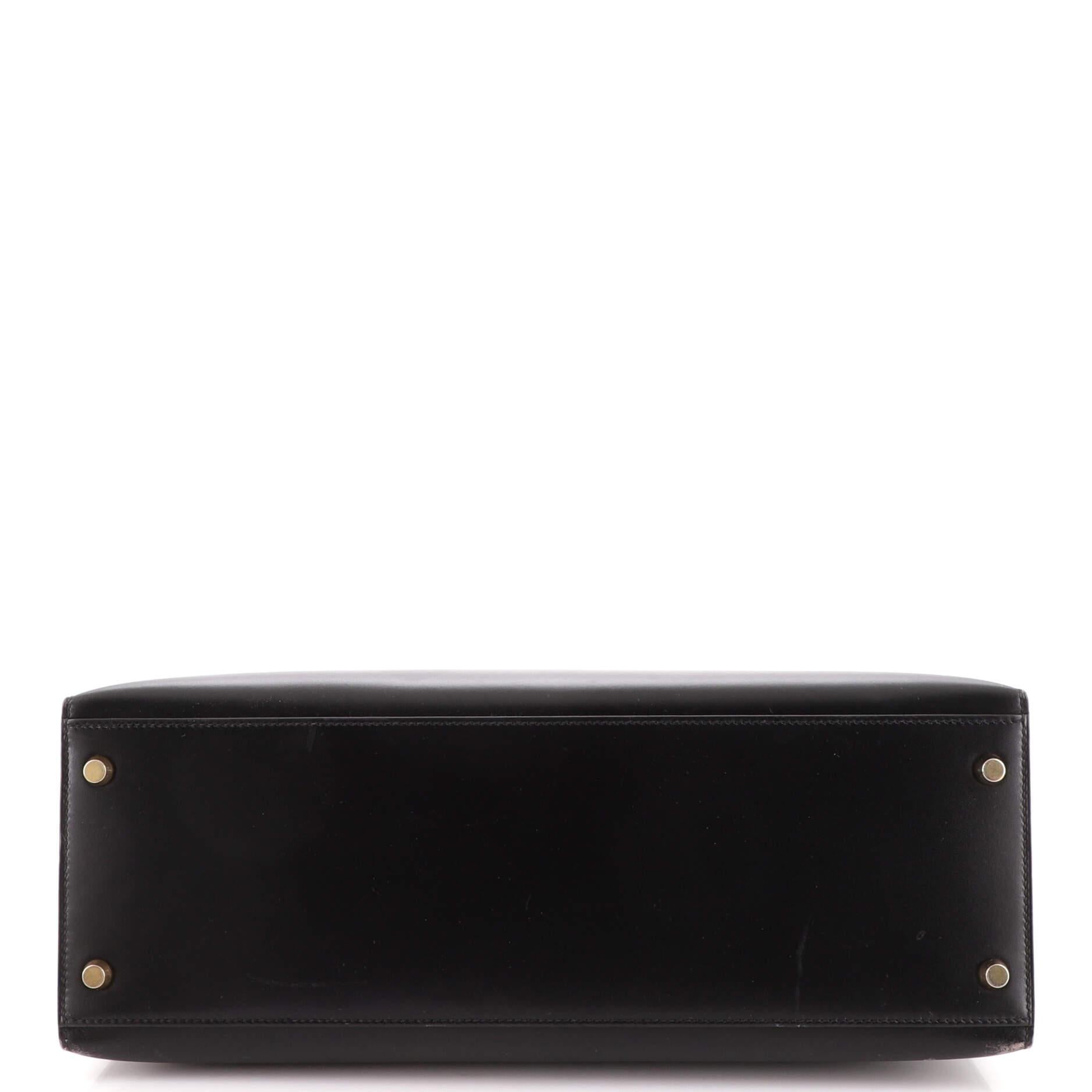 Hermes Kelly Handbag Noir Box Calf with Gold Hardware 35 For Sale 1