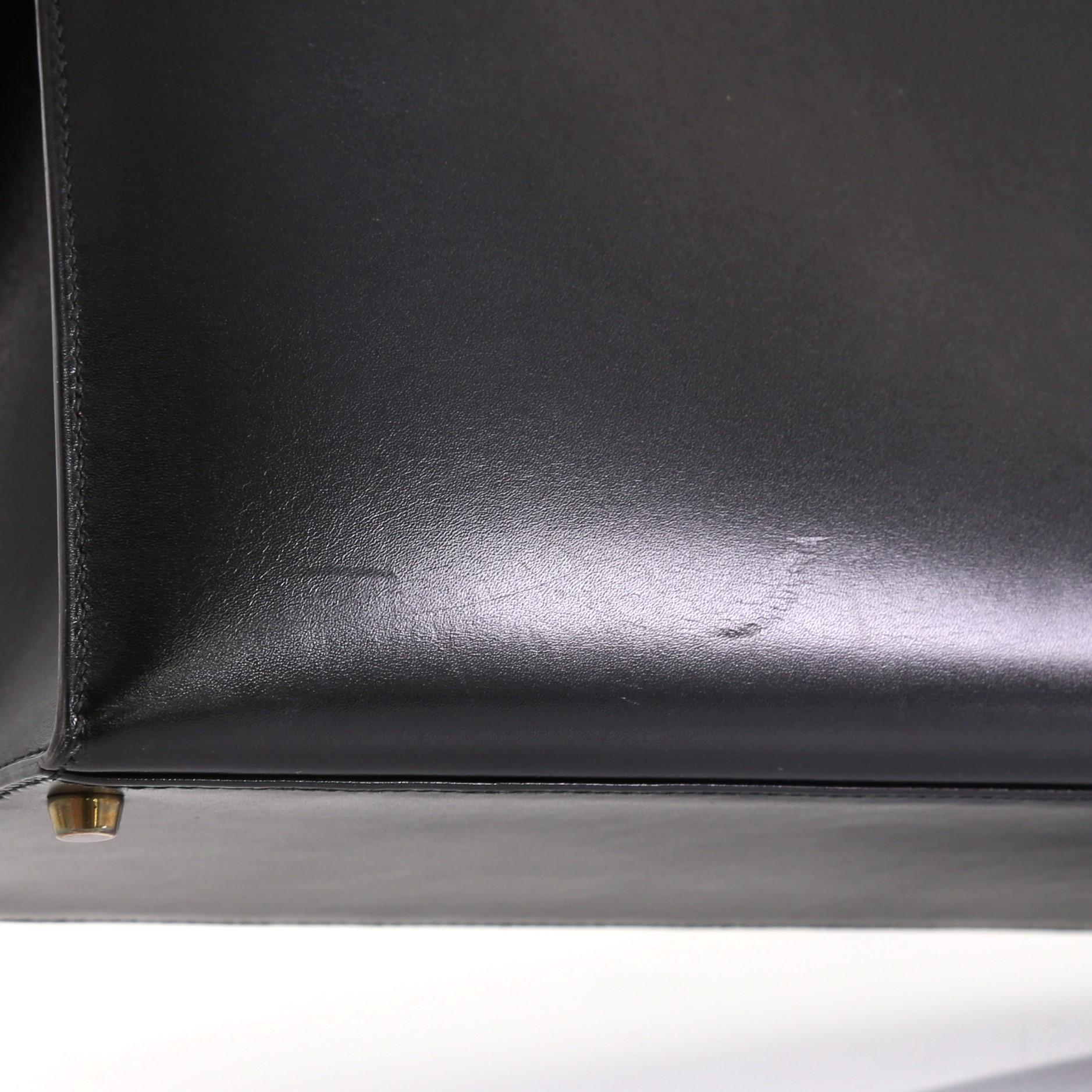 Hermes Kelly Handbag Noir Box Calf with Gold Hardware 35 1
