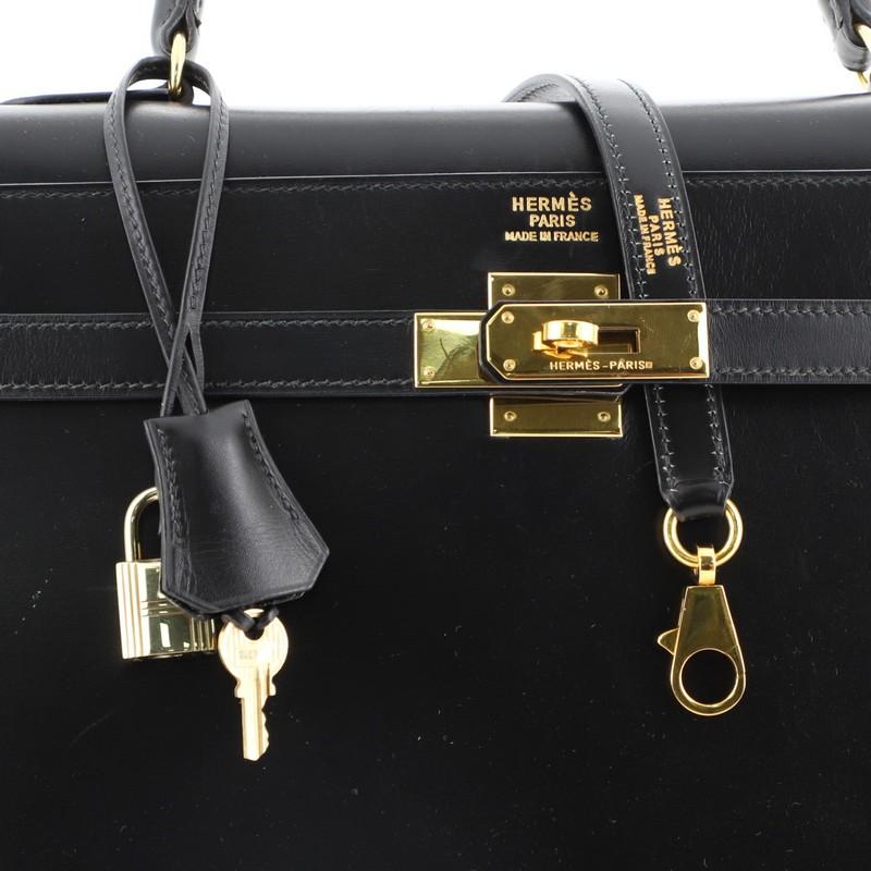 Hermes Kelly Handbag Noir Box Calf With Gold Hardware 35  1