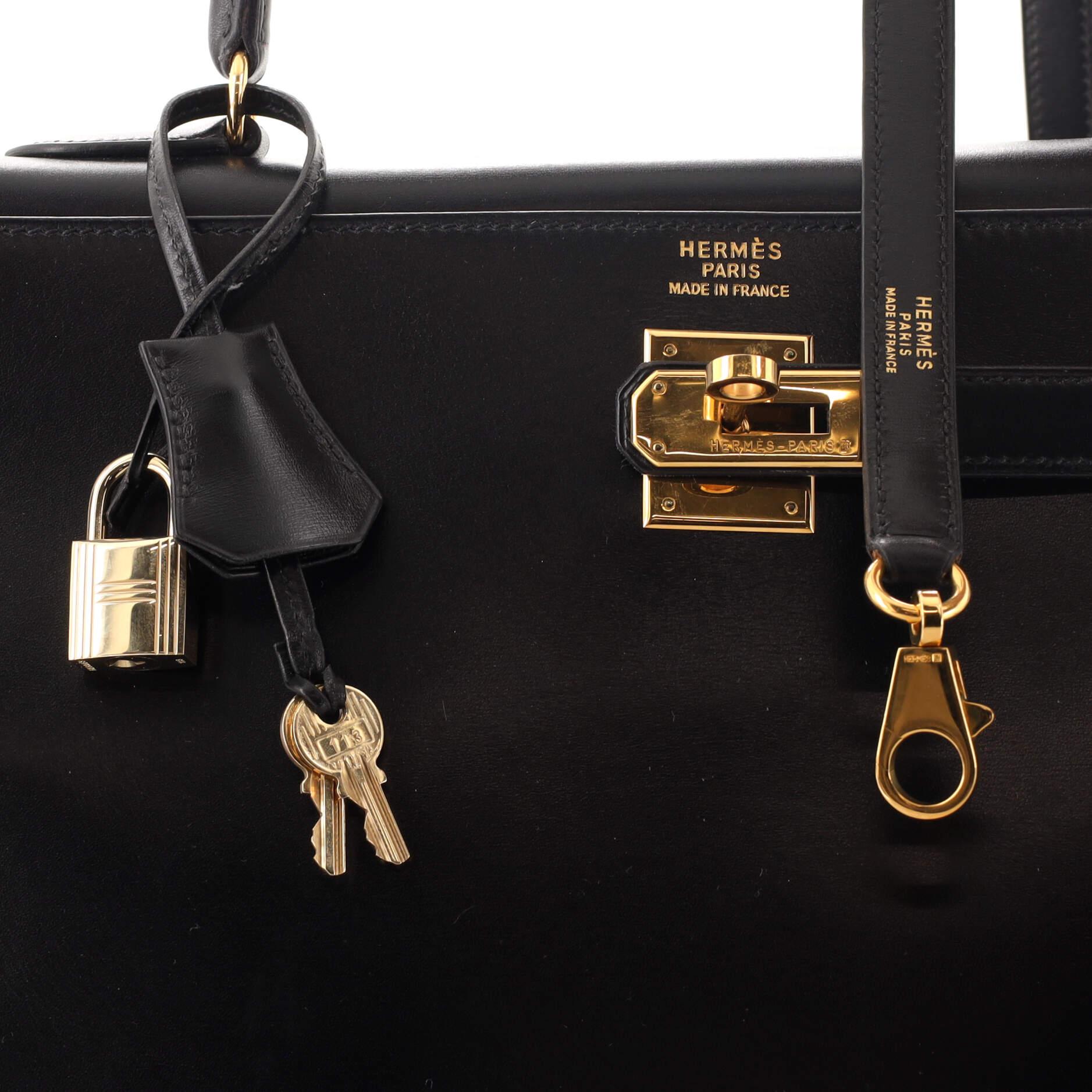 Hermes Kelly Handbag Noir Box Calf with Gold Hardware 35 3