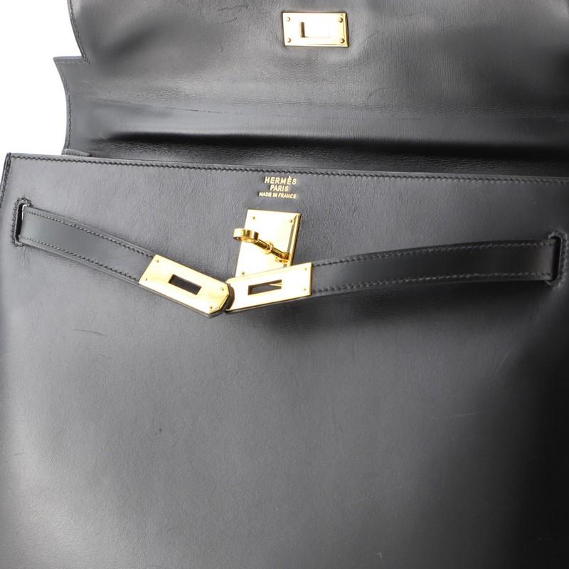 Hermes Kelly Handbag Noir Box Calf With Gold Hardware 35  3