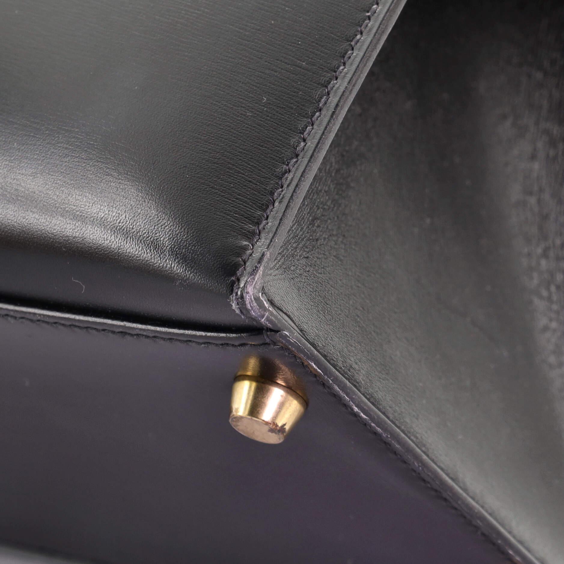 Women's or Men's Hermes Kelly Handbag Noir Box Calf with Gold Hardware 35