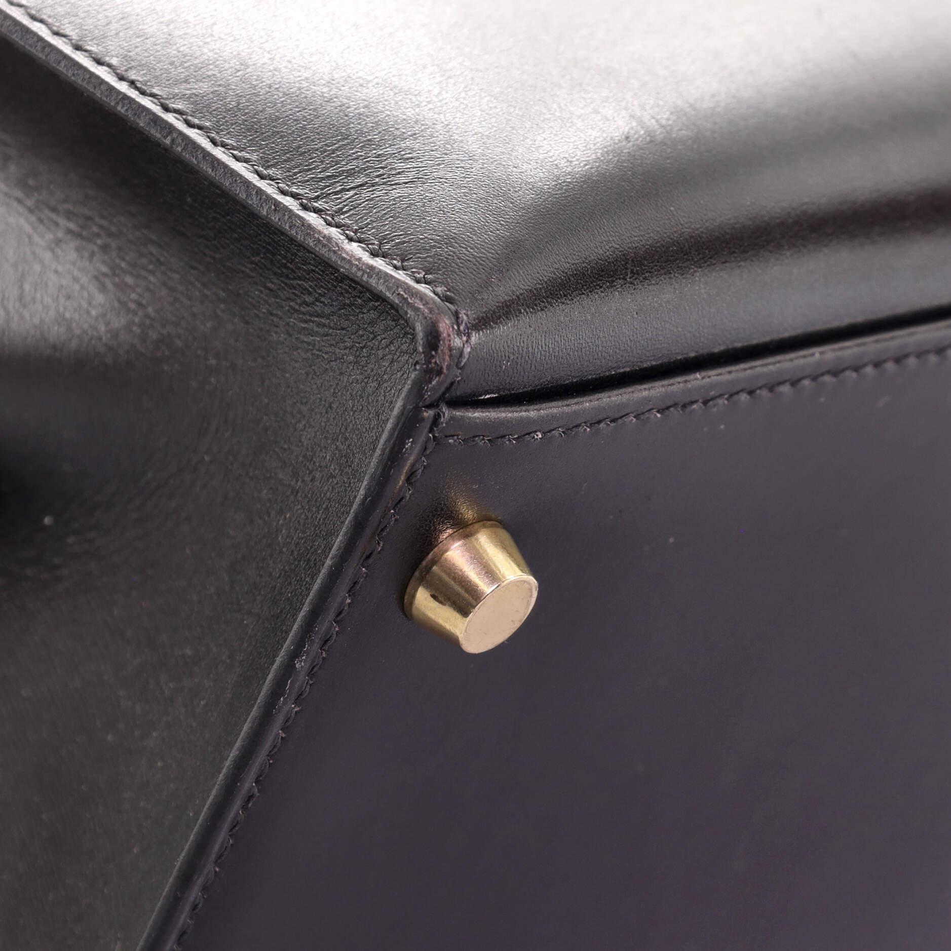 Hermes Kelly Handbag Noir Box Calf with Gold Hardware 35 3