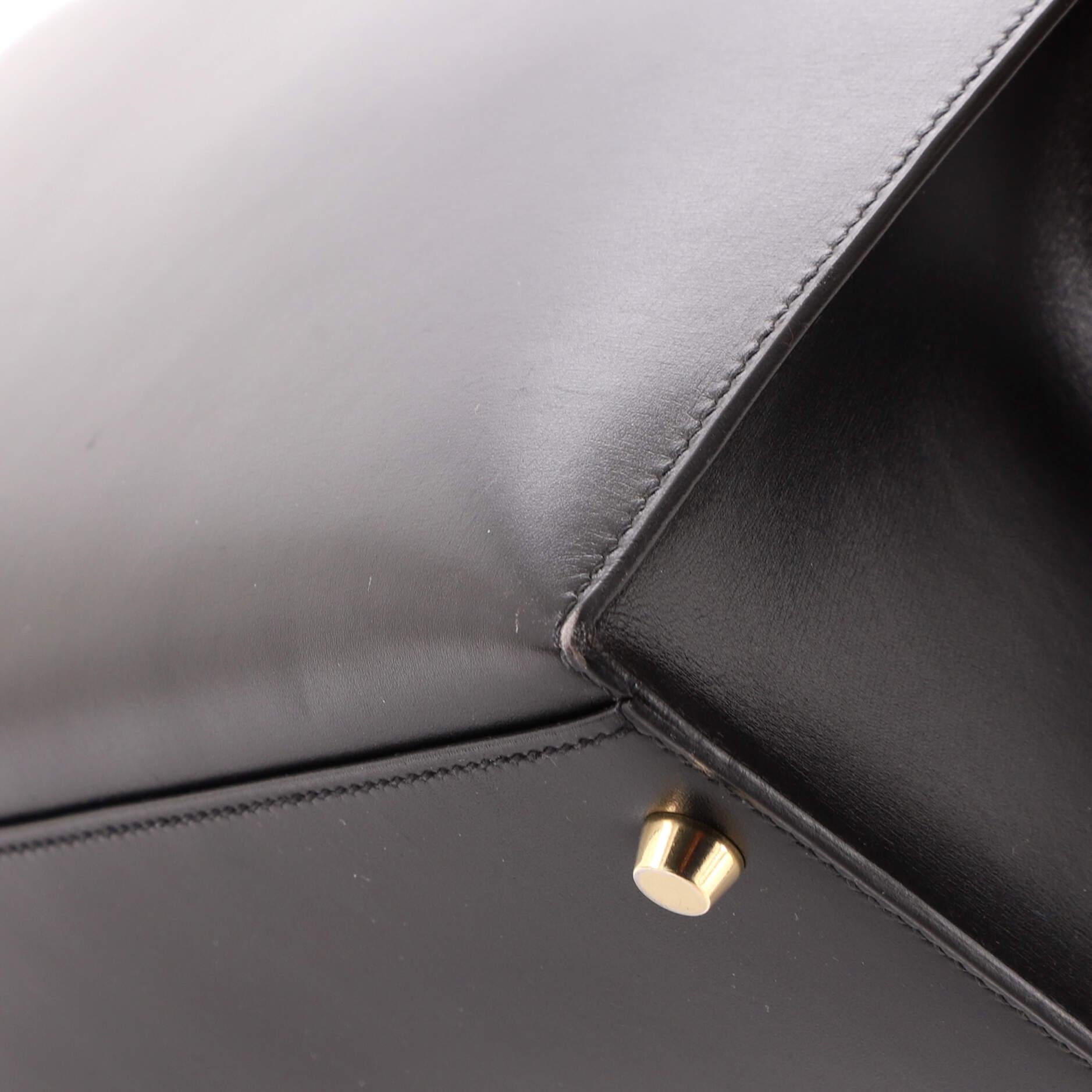 Hermes Kelly Handbag Noir Box Calf with Gold Hardware 35 For Sale 4