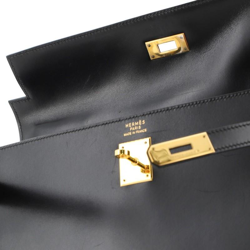 Hermes Kelly Handbag Noir Box Calf with Gold Hardware 35 4