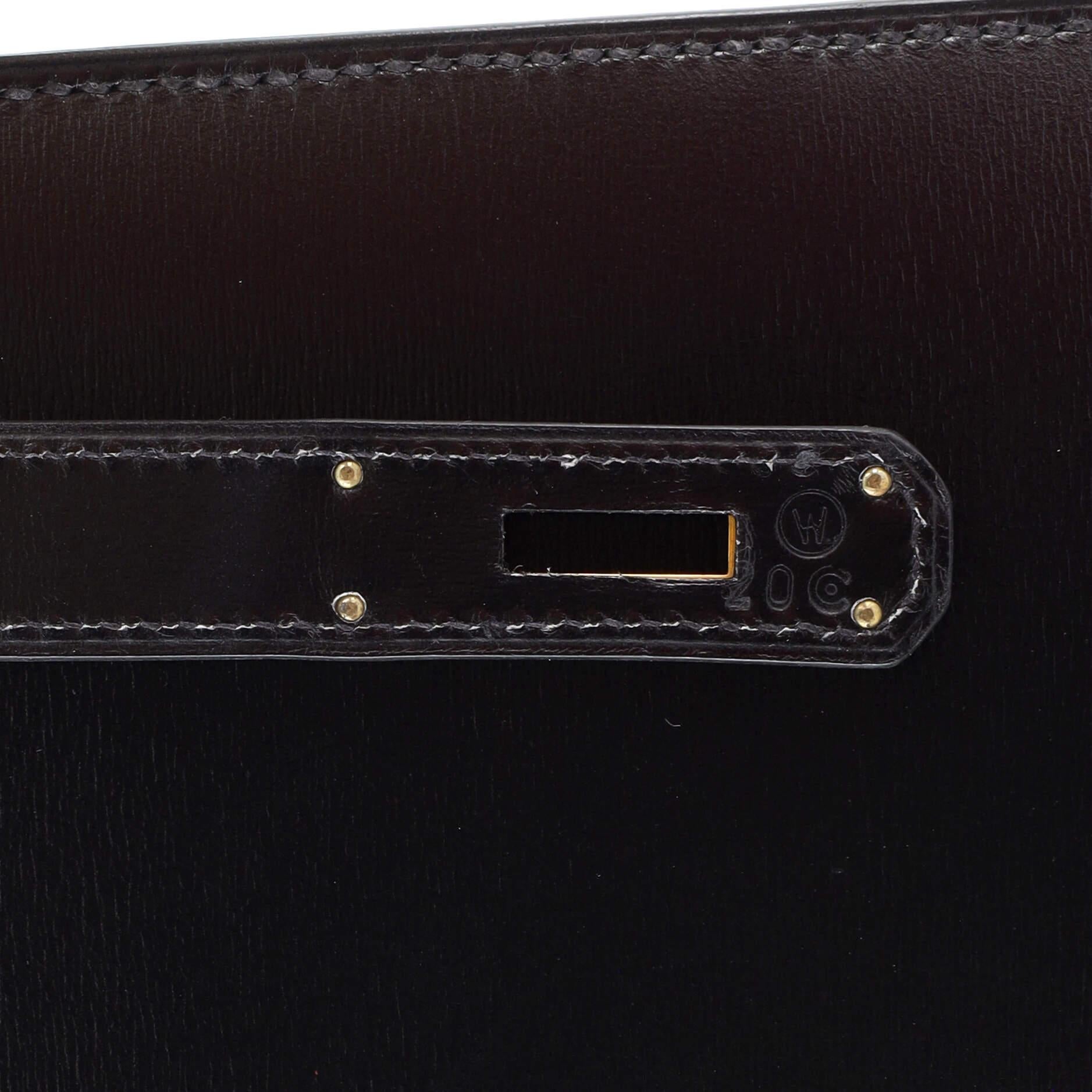 Hermes Kelly Handbag Noir Box Calf with Gold Hardware 35 5