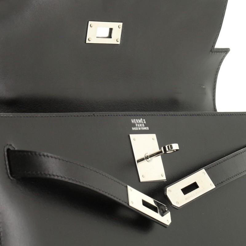 Hermes Kelly Handbag Noir Box Calf With Palladium Hardware 32  5