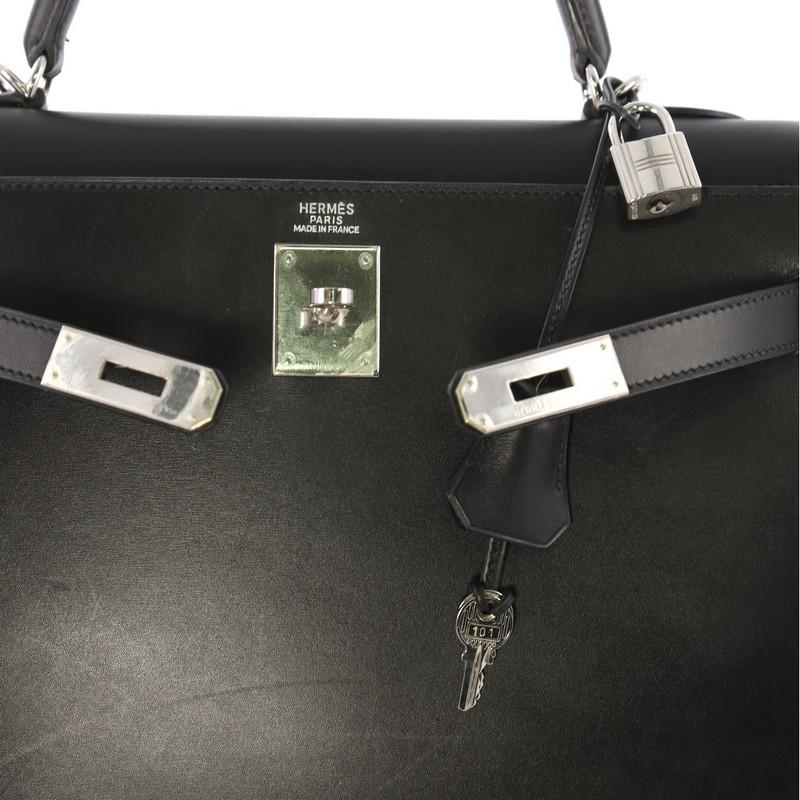 Hermes Kelly Handbag Noir Box Calf with Palladium Hardware 32 1