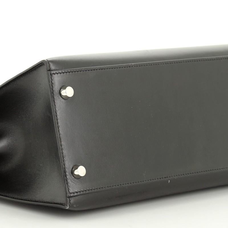 Hermes Kelly Handbag Noir Box Calf With Palladium Hardware 32  2