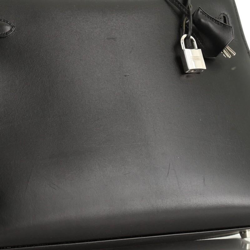 Hermes Kelly Handbag Noir Box Calf With Palladium Hardware 32  4