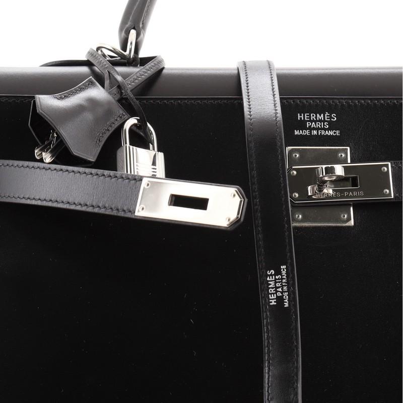 Hermes Kelly Handbag Noir Box Calf with Palladium Hardware 35 2