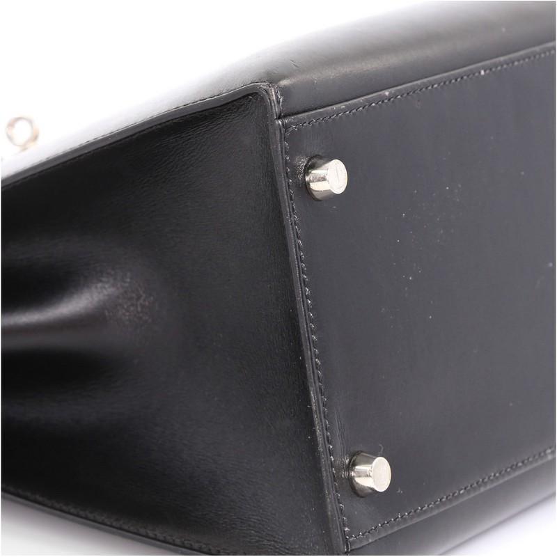 Hermes Kelly Handbag Noir Box Calf With Palladium Hardware 35  3