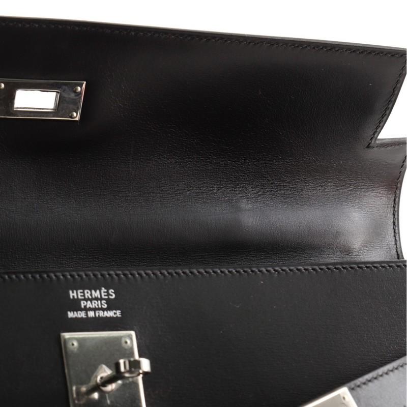 Hermes Kelly Handbag Noir Box Calf with Palladium Hardware 35 3