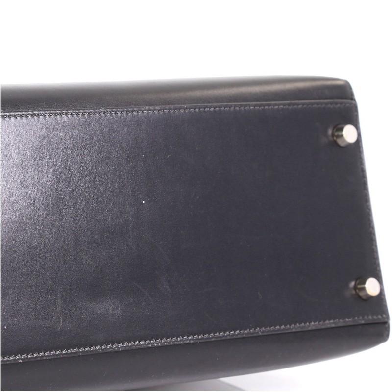 Hermes Kelly Handbag Noir Box Calf With Palladium Hardware 35  4