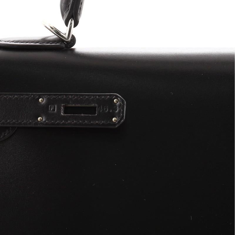 Hermes Kelly Handbag Noir Box Calf with Palladium Hardware 35 4