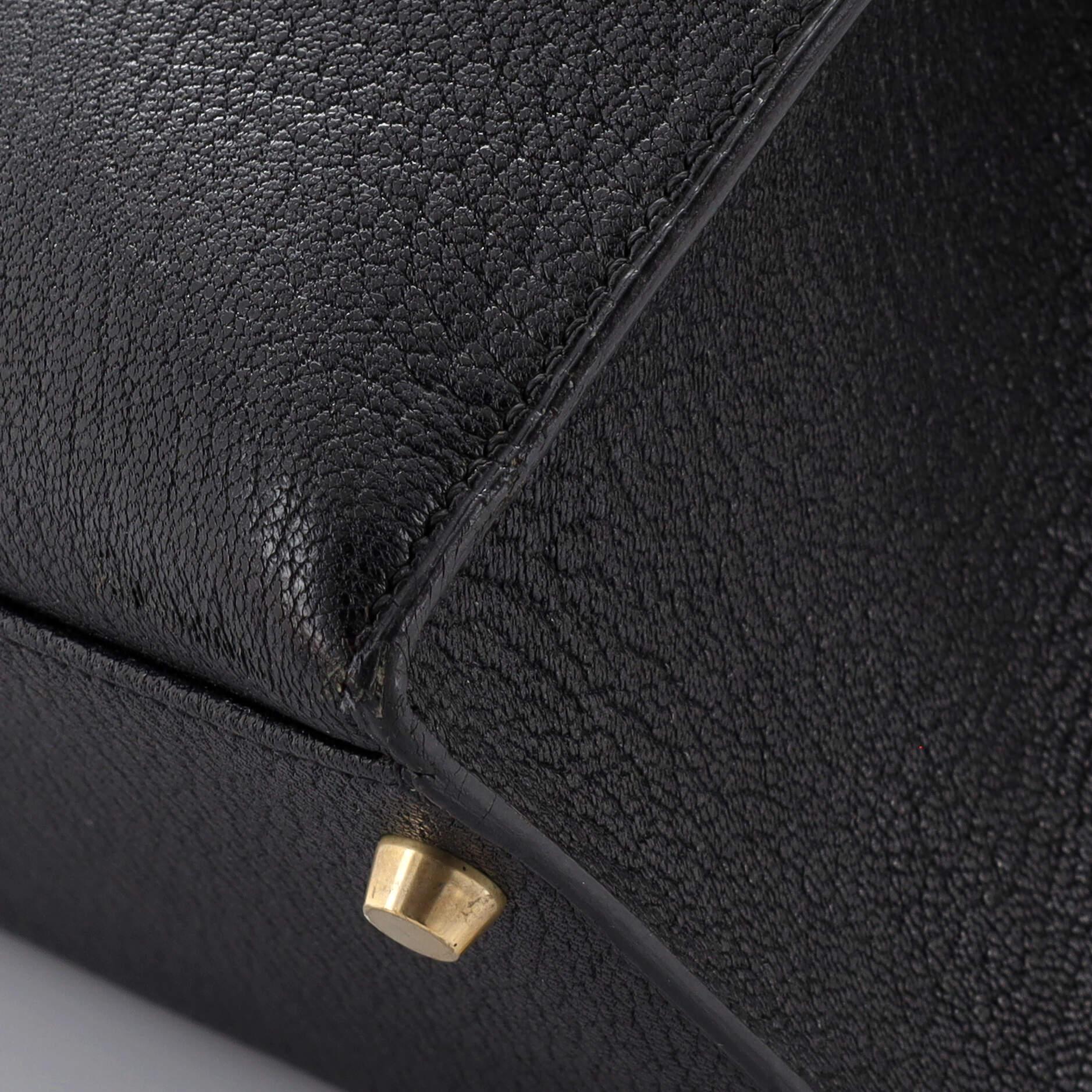 Hermes Kelly Handbag Noir Chevre de Coromandel with Gold Hardware 35 7