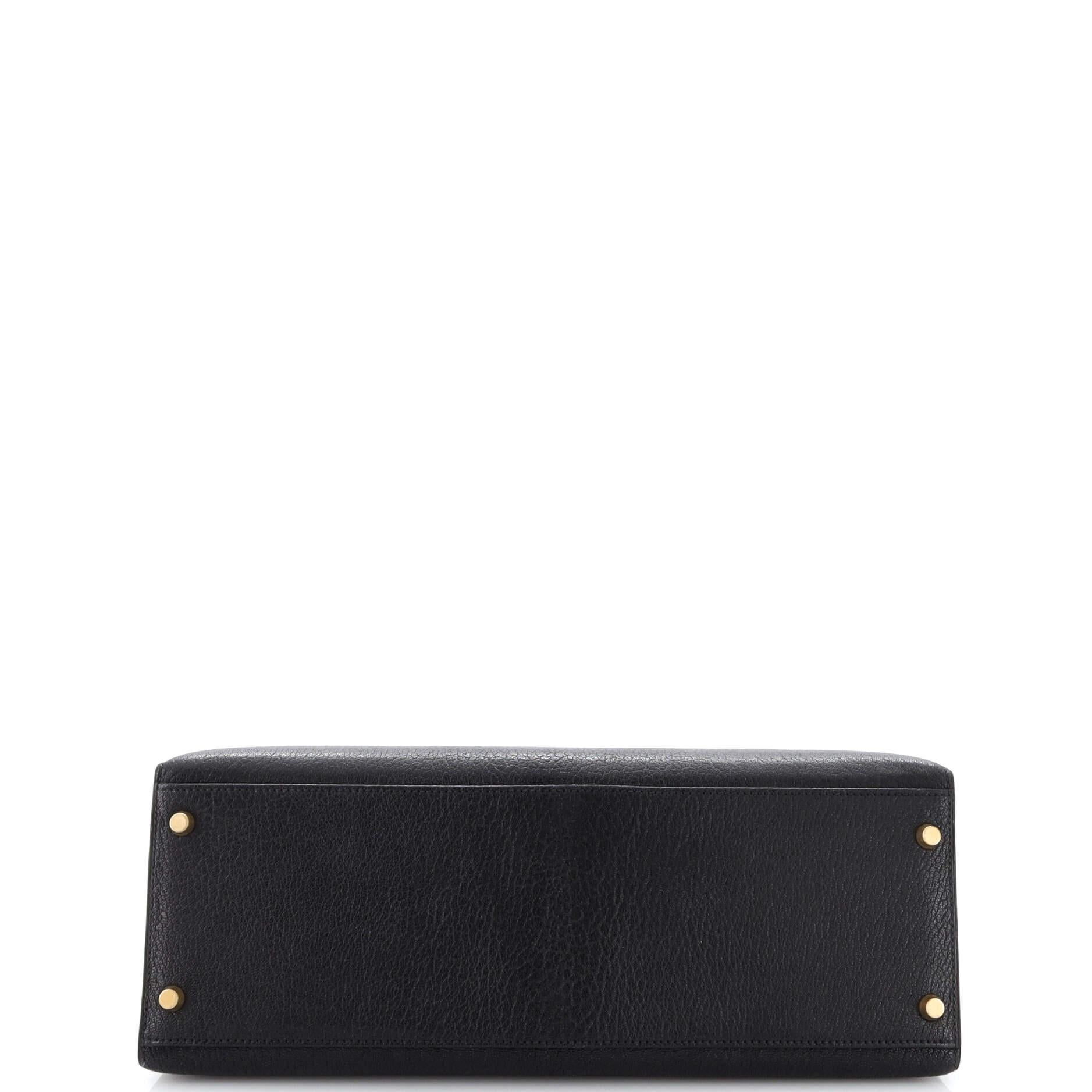 Hermes Kelly Handbag Noir Chevre de Coromandel with Gold Hardware 35 1