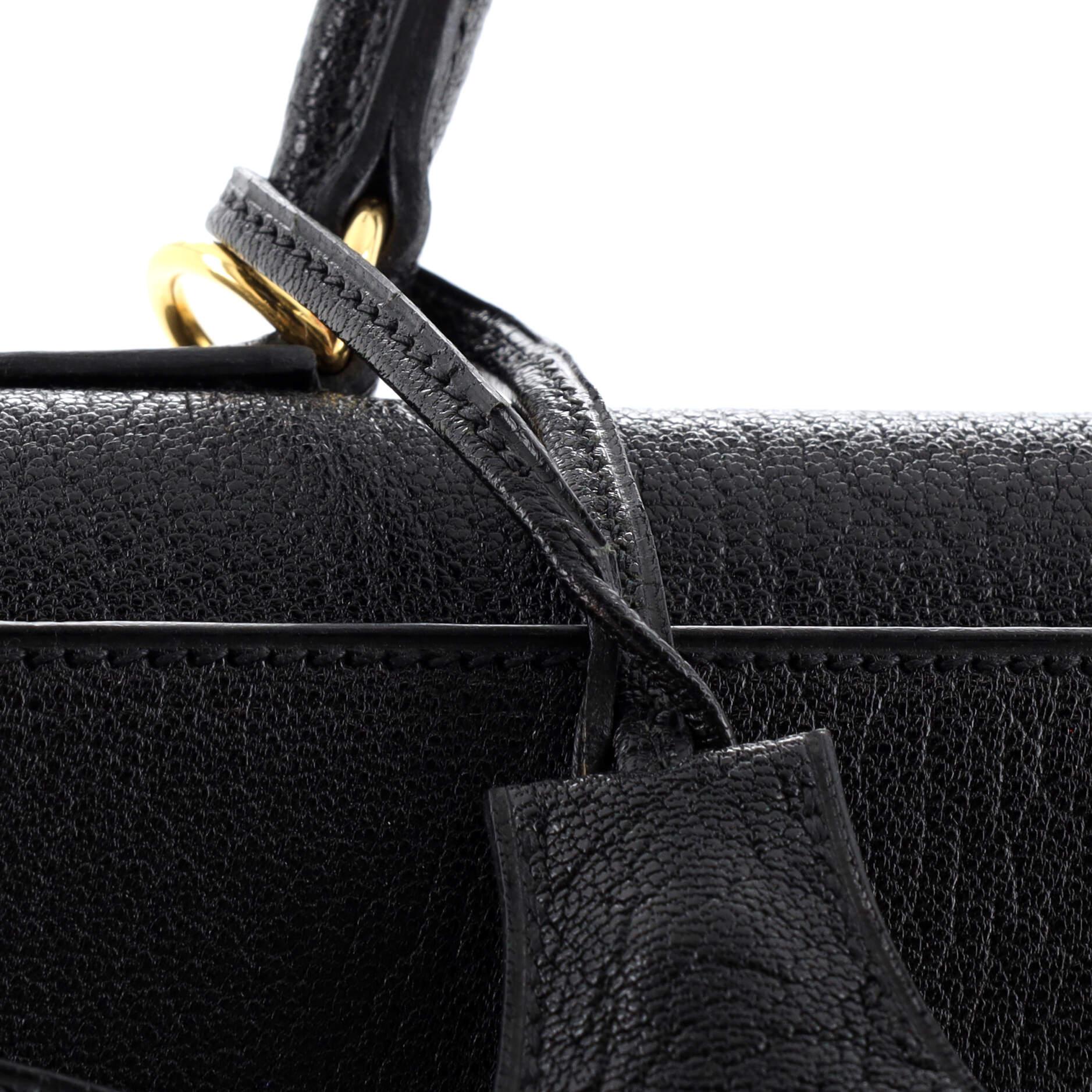 Hermes Kelly Handbag Noir Chevre de Coromandel with Gold Hardware 35 4