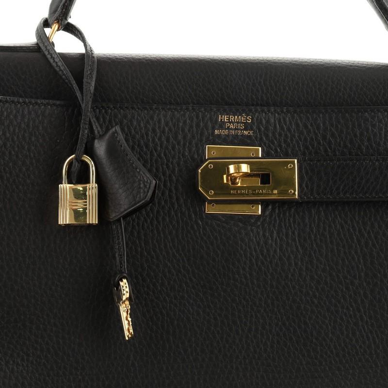 Hermes Kelly Handbag Noir Clemence Gold Hardware 40 1