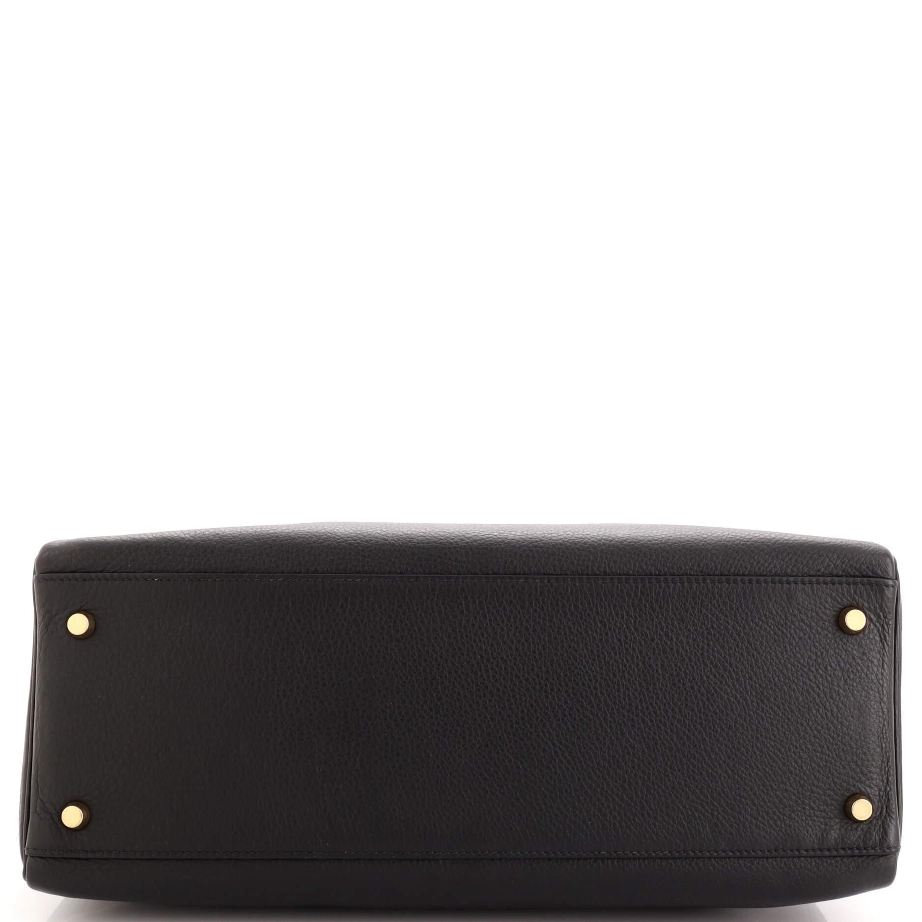 Women's or Men's Hermes Kelly Handbag Noir Clemence with Gold Hardware 35 For Sale