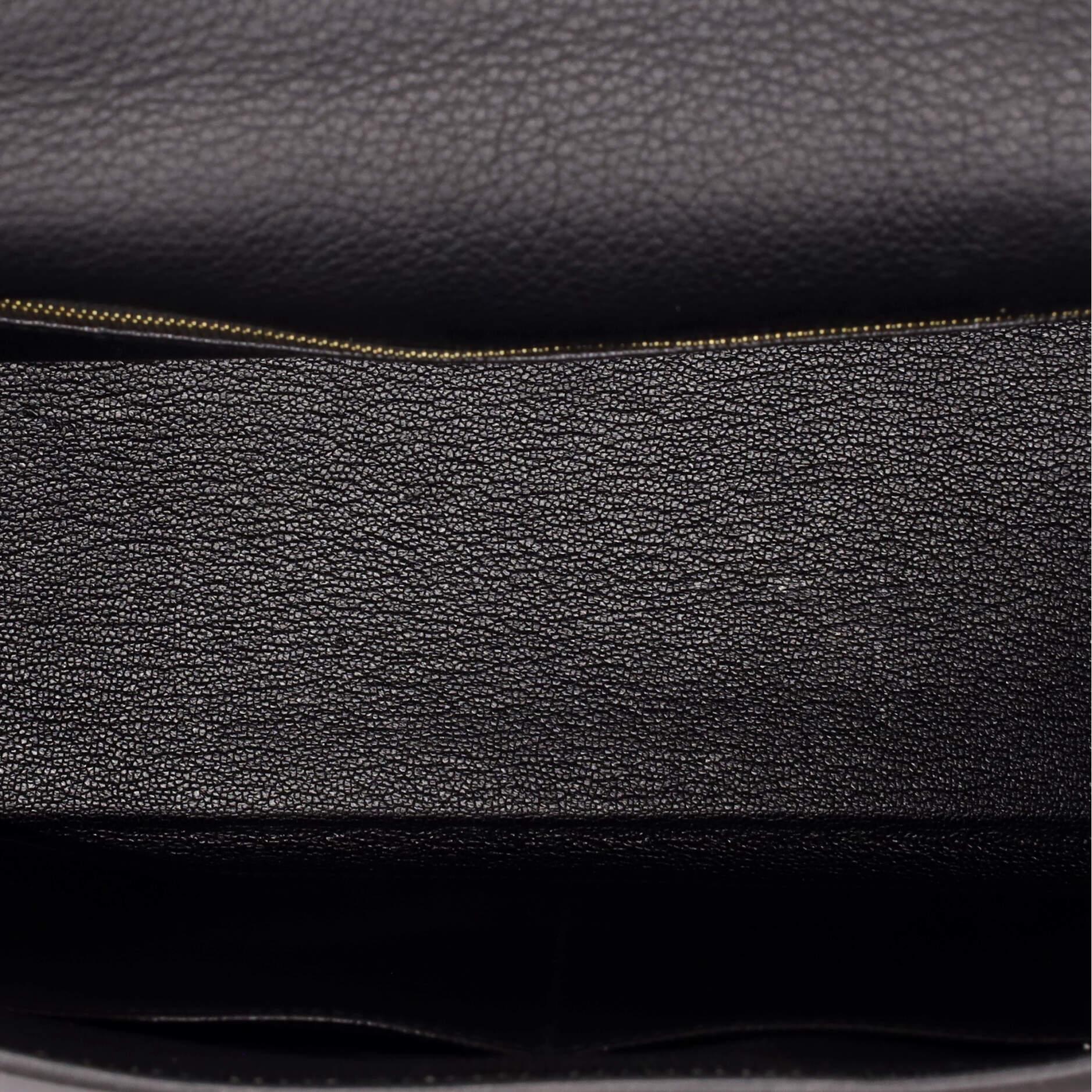 Hermes Kelly Handbag Noir Clemence with Gold Hardware 35 For Sale 1