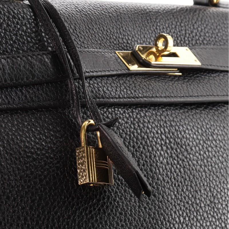 Hermes Kelly Handbag Noir Clemence with Gold Hardware 35 3