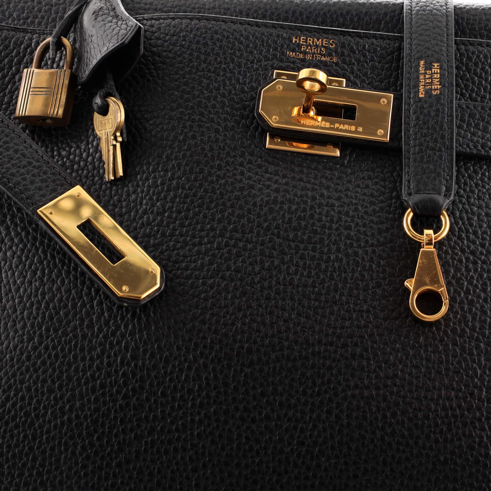 Women's or Men's Hermes Kelly Handbag Noir Clemence with Gold Hardware 40