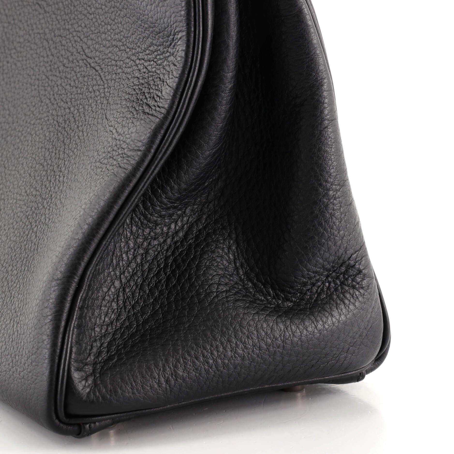 Hermes Kelly Handbag Noir Clemence with Palladium Hardware 35 6