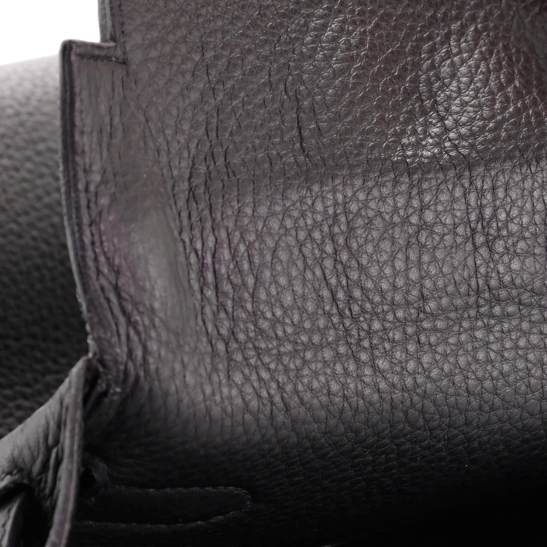 Hermes Kelly Handbag Noir Clemence with Palladium Hardware 35 7