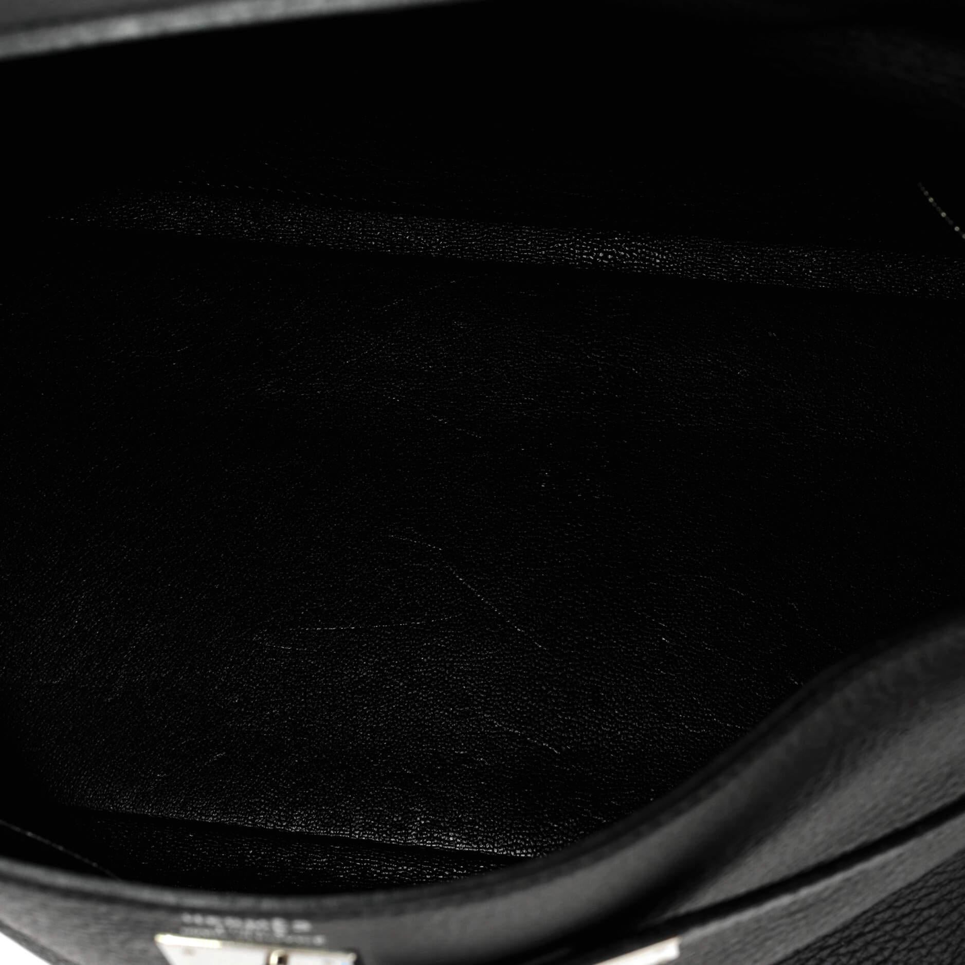 Hermes Kelly Handbag Noir Clemence with Palladium Hardware 35 For Sale 1