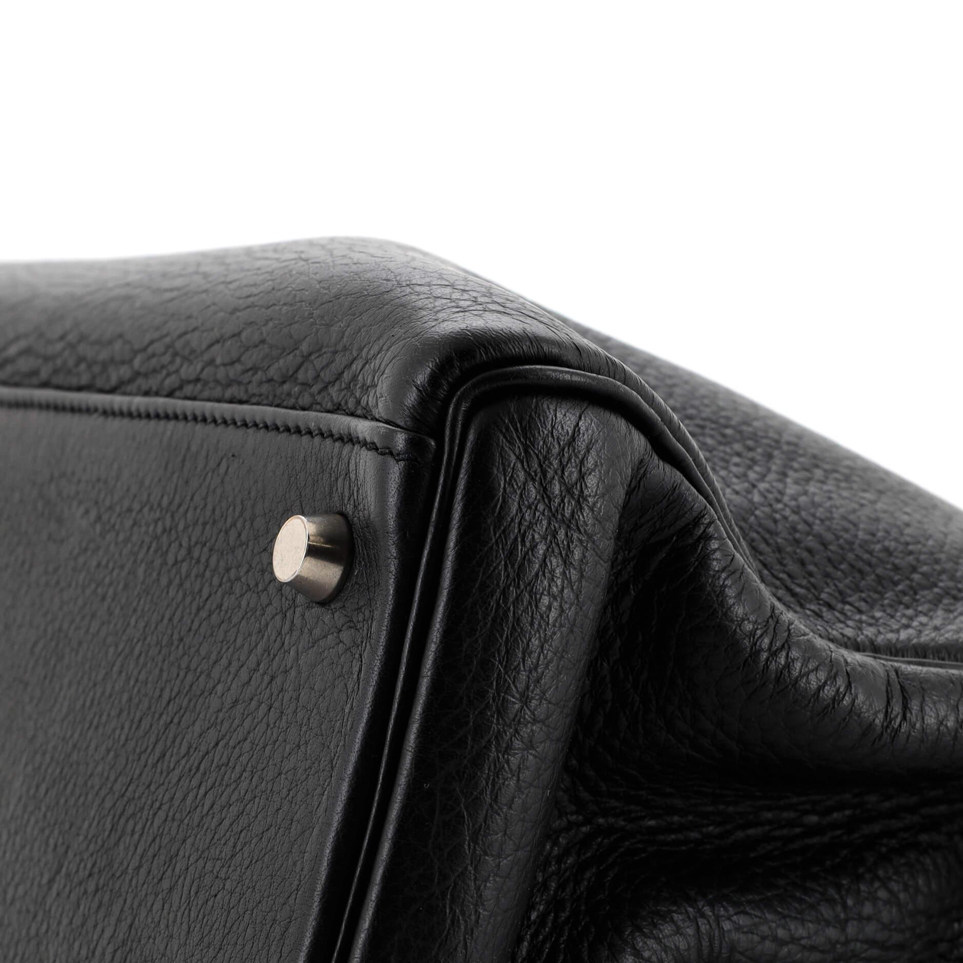 Hermes Kelly Handbag Noir Clemence with Palladium Hardware 35 For Sale 4