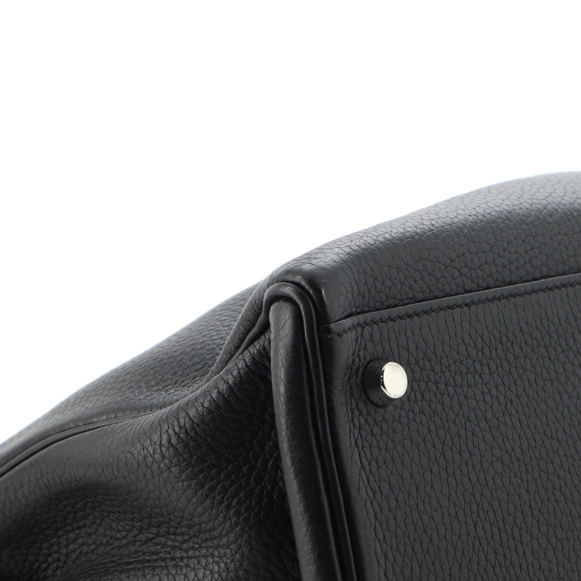 Hermes Kelly Handbag Noir Clemence with Palladium Hardware 35 3