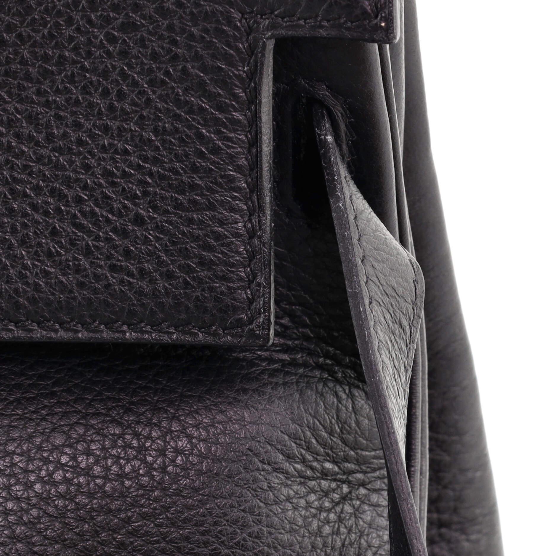 Hermes Kelly Handbag Noir Clemence with Palladium Hardware 35 5