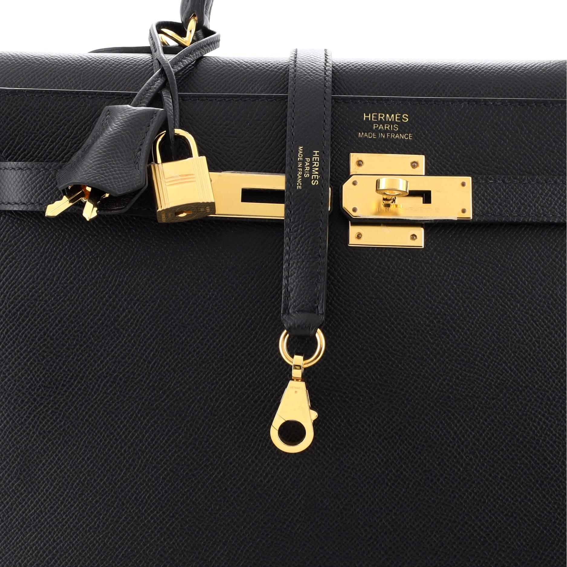Hermes Kelly Handbag Noir Epsom with Gold Hardware 35 3