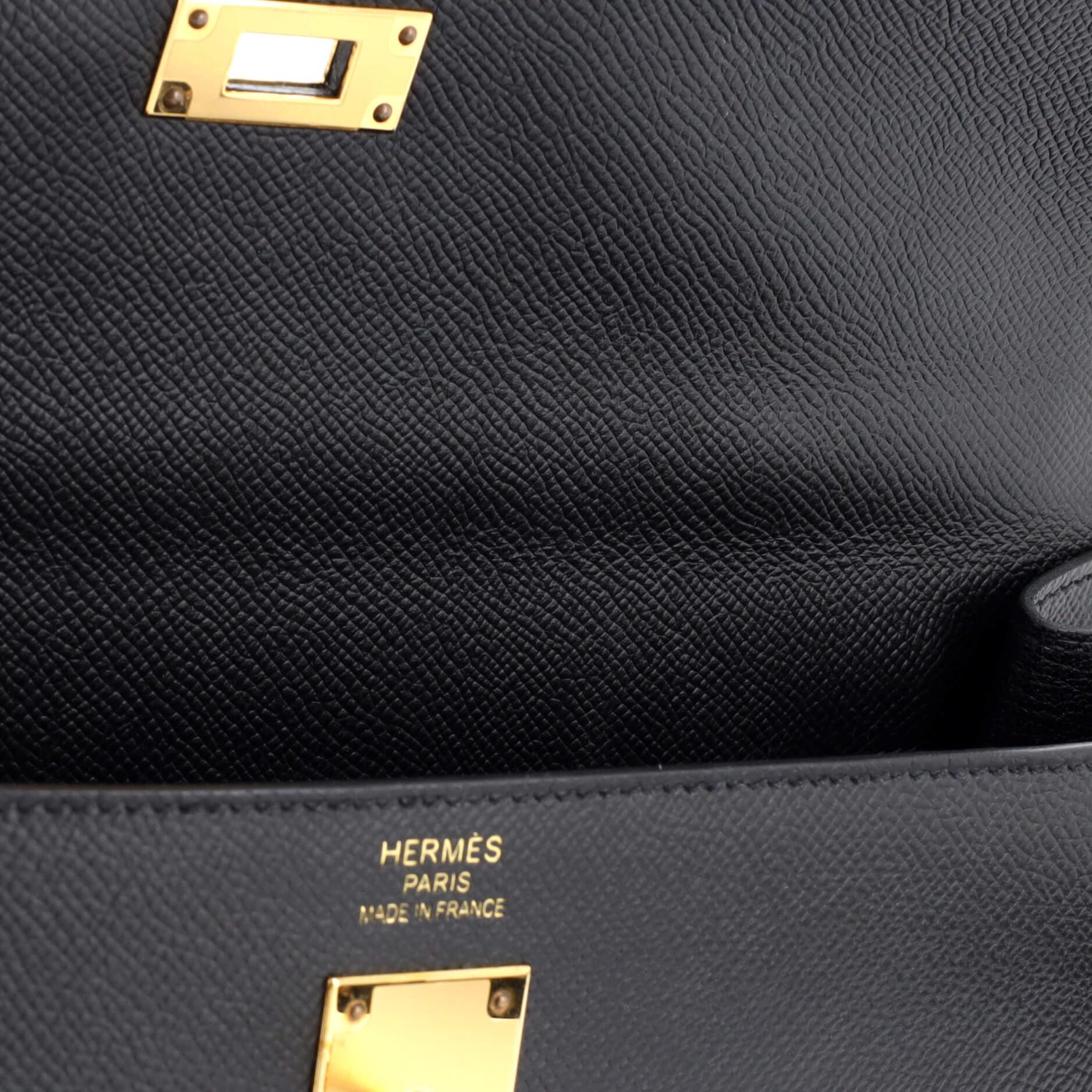 Hermes Kelly Handbag Noir Epsom with Gold Hardware 35 5