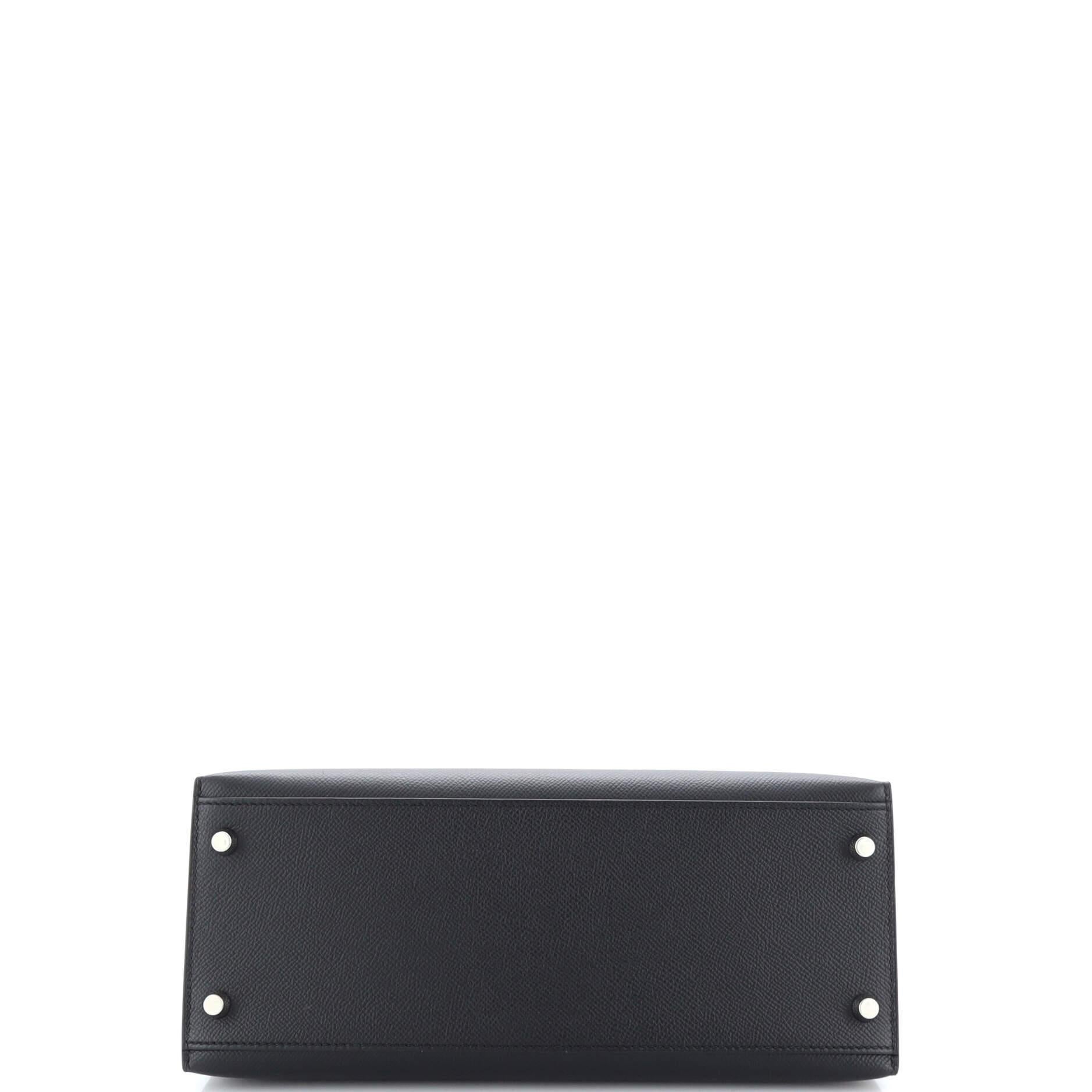 Women's or Men's Hermes Kelly Handbag Noir Epsom with Palladium Hardware 28