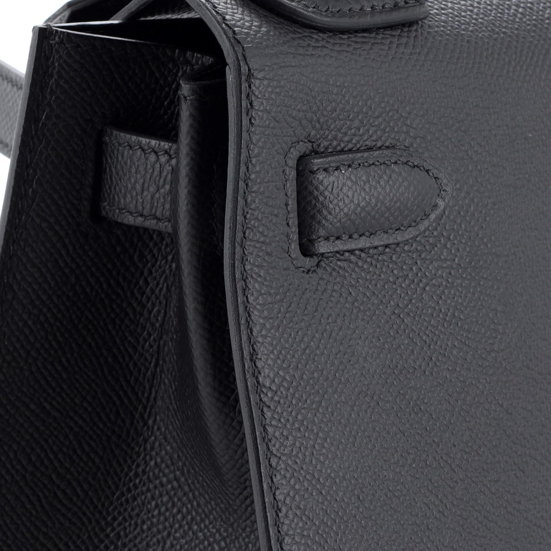Hermes Kelly Handbag Noir Epsom with Palladium Hardware 28 3