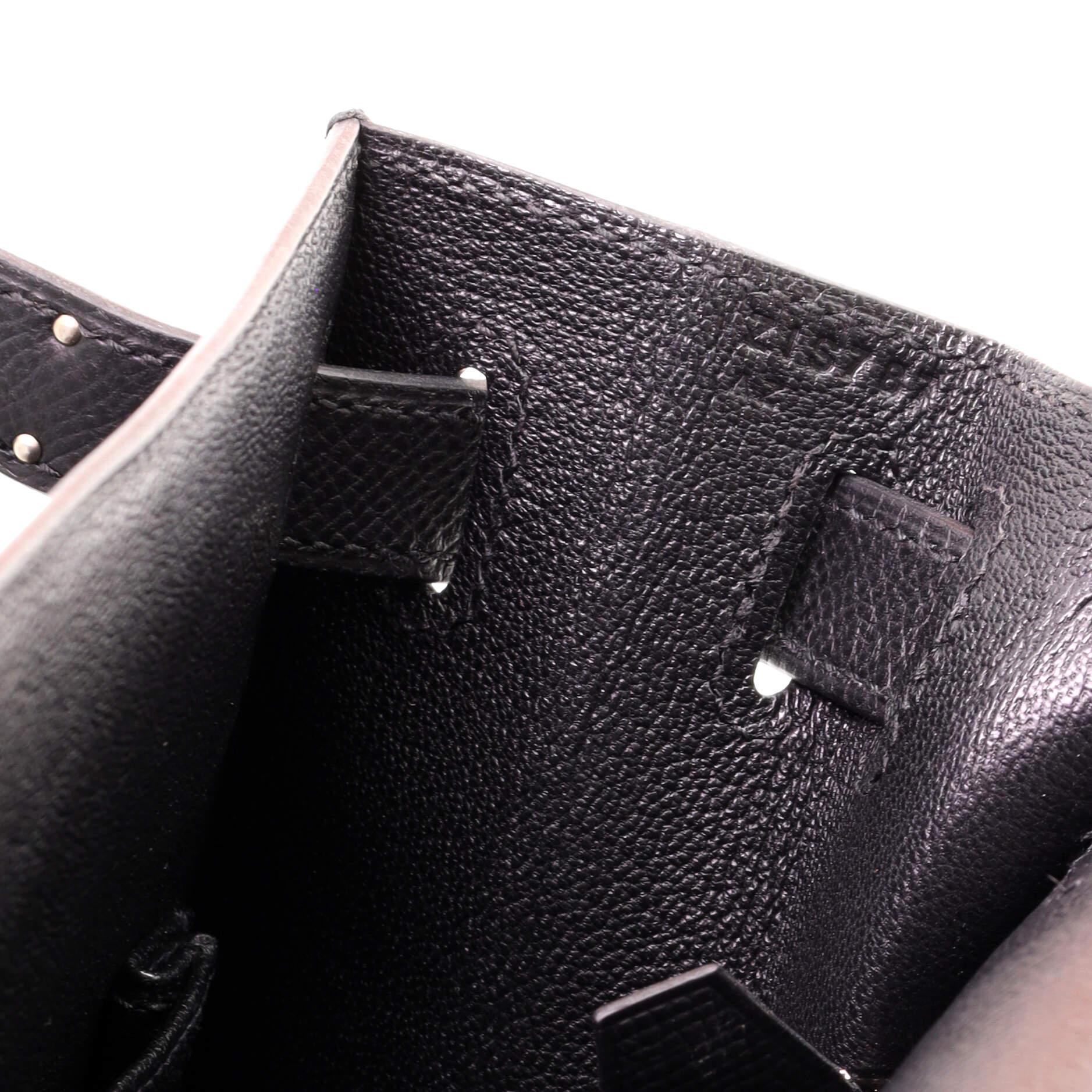 Hermes Kelly Handbag Noir Epsom with Palladium Hardware 28 4