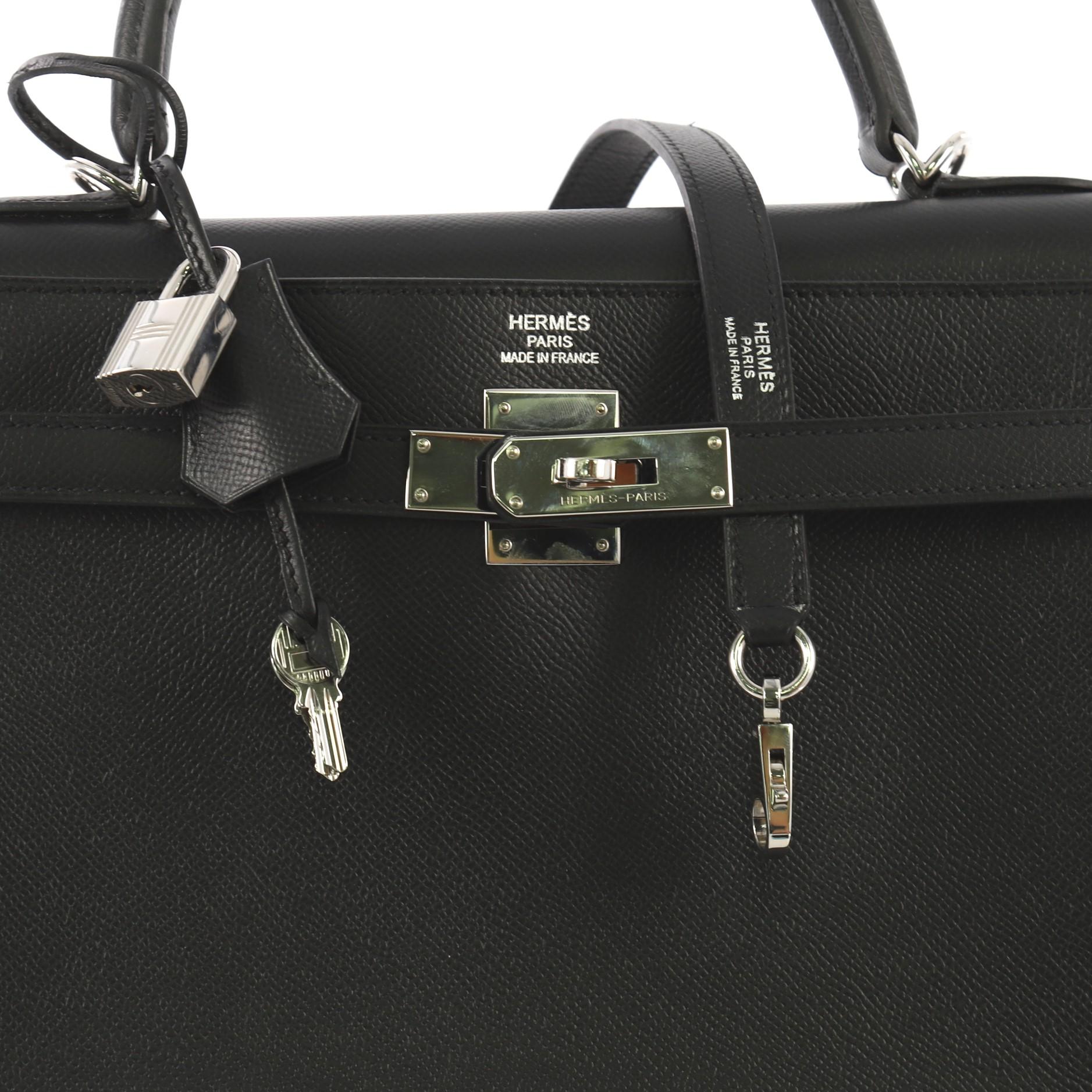 Hermes Kelly Handbag Noir Epsom with Palladium Hardware 35 1