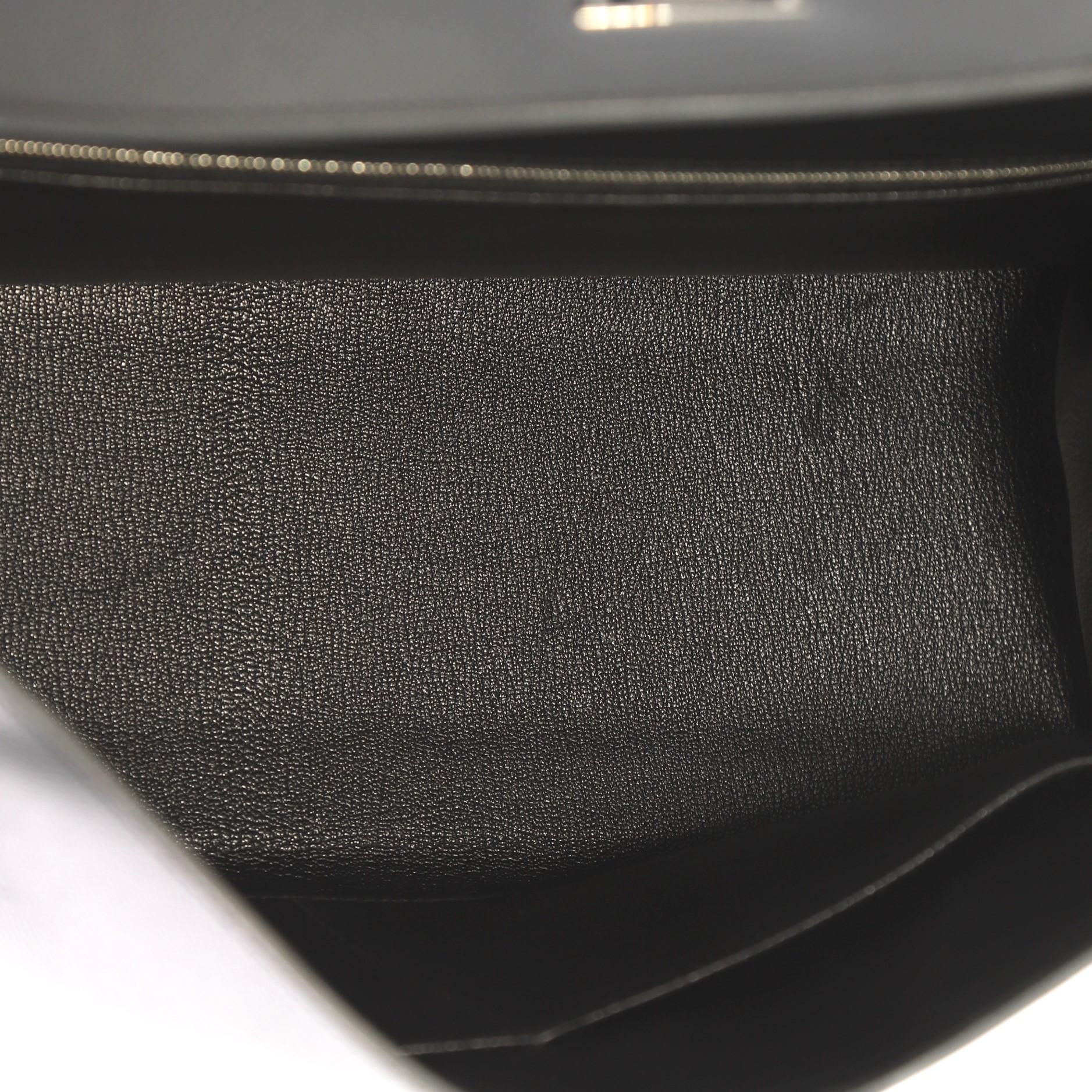 Hermes Kelly Handbag Noir Epsom with Palladium Hardware 35 2