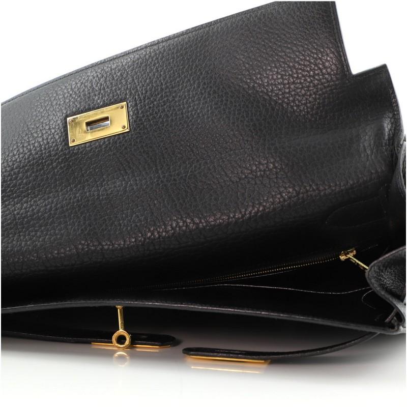 Hermes Kelly Handbag Noir Fjord with Gold Hardware 40 4