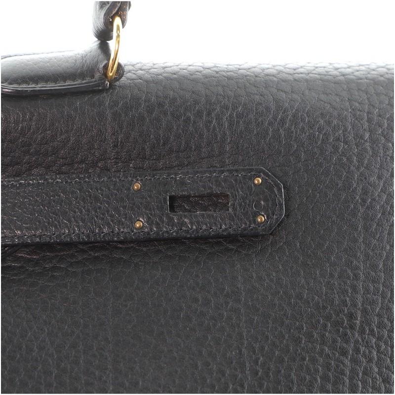 Hermes Kelly Handbag Noir Fjord with Gold Hardware 40 5