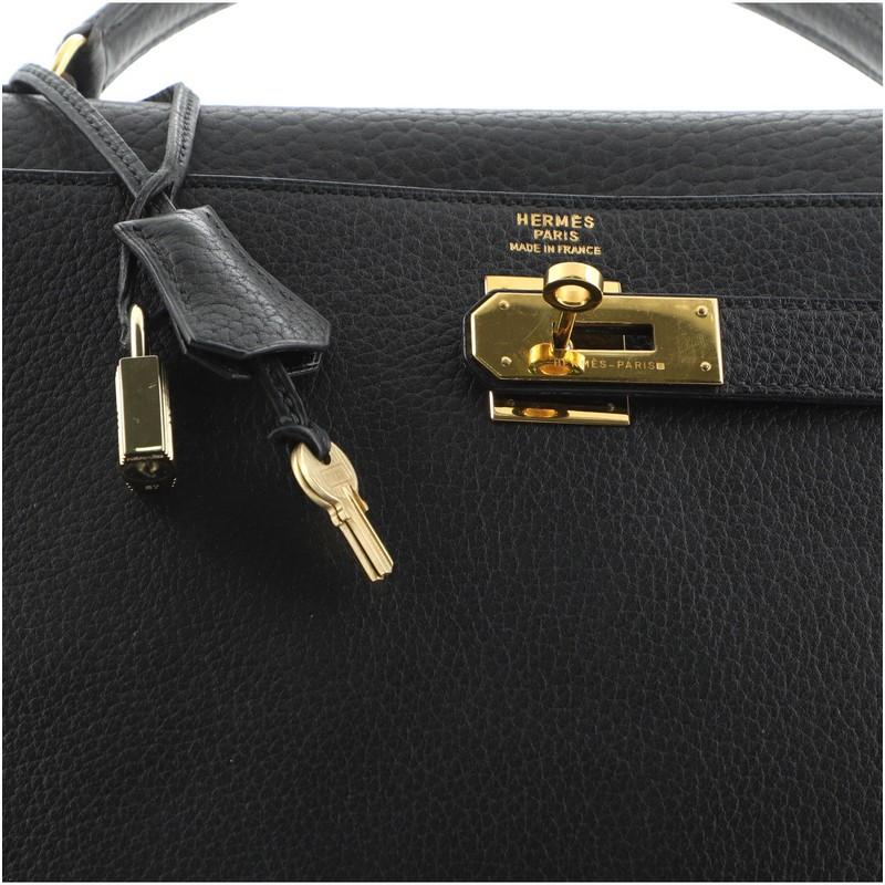 Hermes Kelly Handbag Noir Fjord with Gold Hardware 40 1