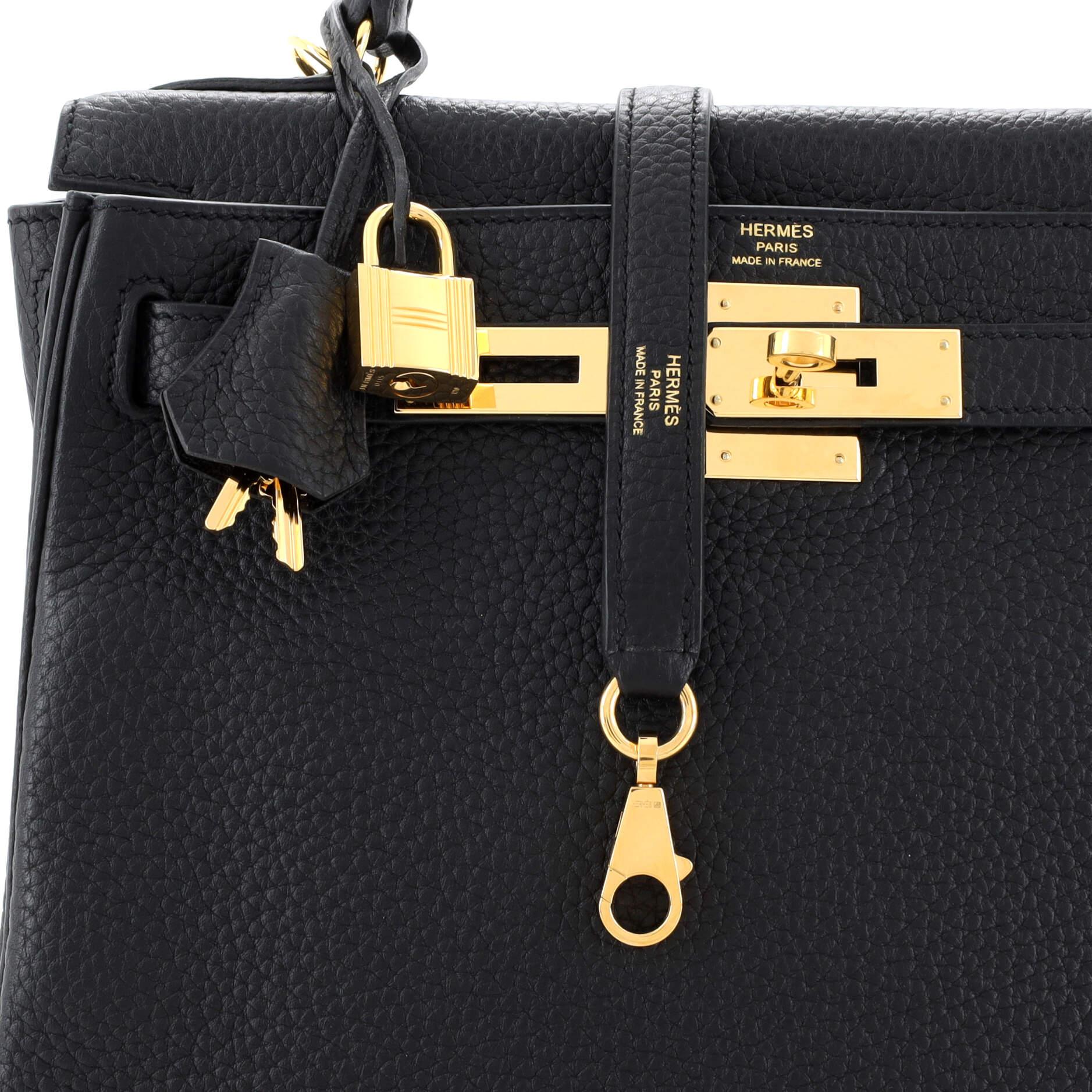 Hermes Kelly Handbag Noir Togo with Gold Hardware 28 3